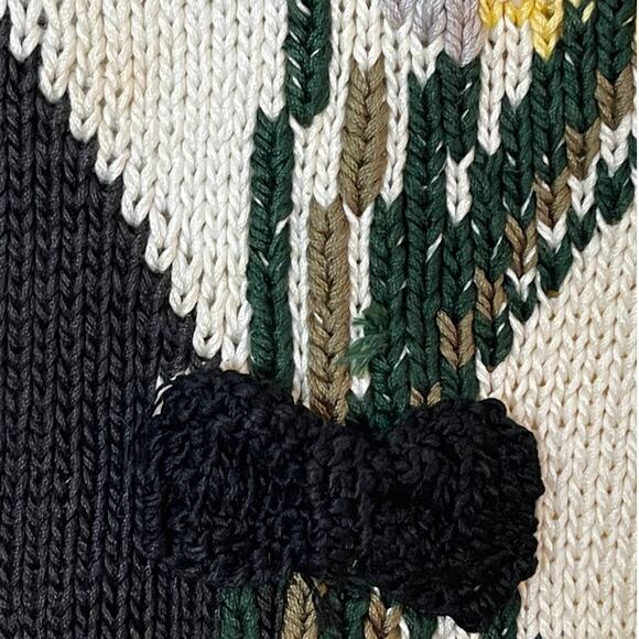 Berek Vintage 80s Hand Knit Sweater Dots and Daisies Size Small Funky Novelty - Picture 4 of 8